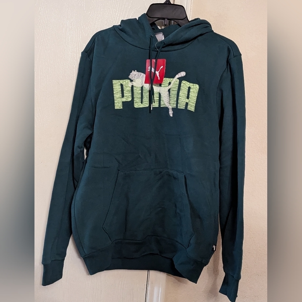 Puma Embroidery Graphic Logo Hoodie Malachite/Green Size S NWT MSRP $55